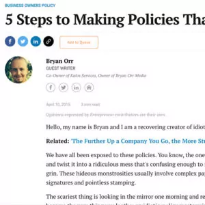 Screenshot of Bryan Orr's article in Entrepreneur