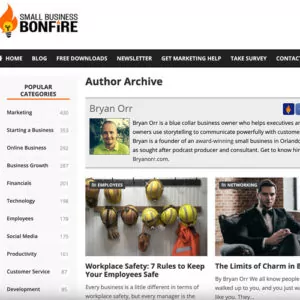 Screenshot of Bryan Orr's article in Small Business Bonfire